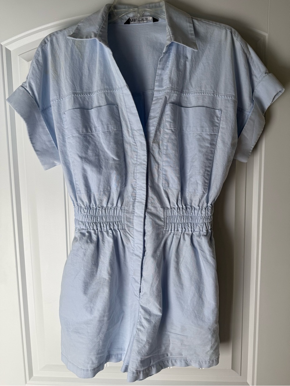 ZARA Chambray Blue Shorts Romper